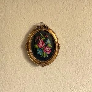 Cutie Framed Vintage Needlepoint